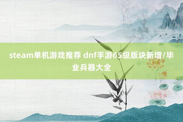 steam单机游戏推荐 dnf手游65级版块新增/毕业兵器大全