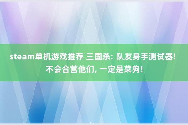 steam单机游戏推荐 三国杀: 队友身手测试器! 不会合营他们, 一定是菜狗!