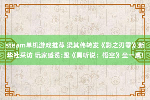 steam单机游戏推荐 梁其伟转发《影之刃零》新华社采访 玩家盛赞:跟《黑听说：悟空》坐一桌!