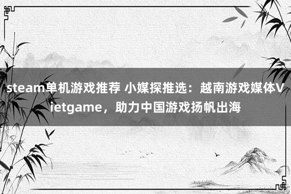 steam单机游戏推荐 小媒探推选：越南游戏媒体Vietgame，助力中国游戏扬帆出海