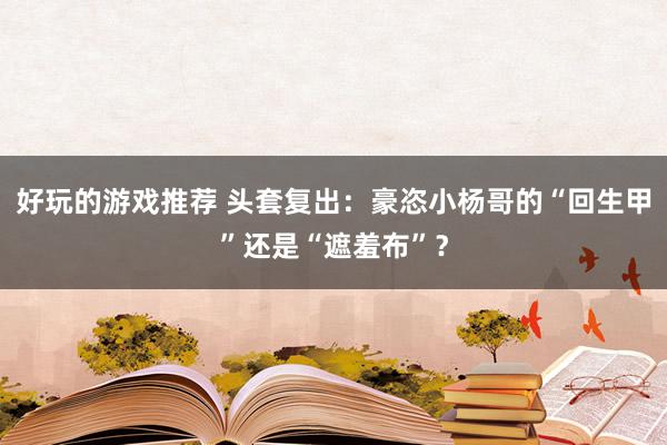 好玩的游戏推荐 头套复出：豪恣小杨哥的“回生甲”还是“遮羞布”？